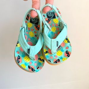 Reef Little Ahi sandals teal orange yellow size 9